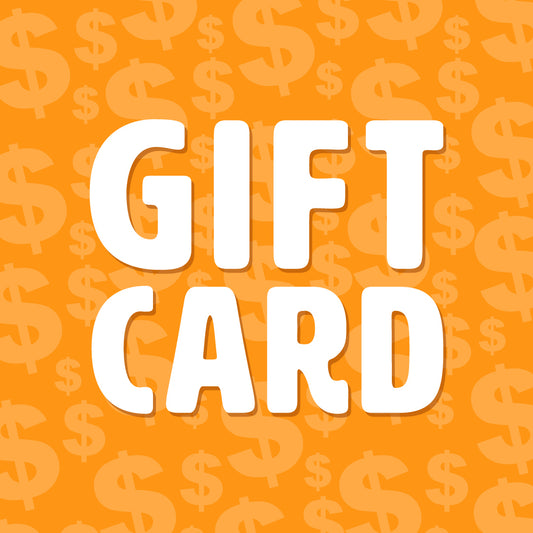 The E-Gift Card by Unstable Games features an orange background with a repeating dollar sign pattern. Bold white text reads 