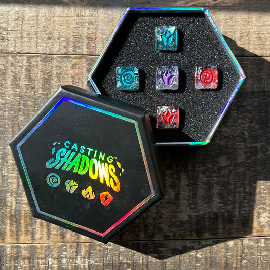 A hex-shaped box with the text 