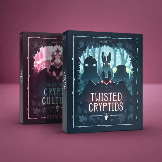 Two board game boxes from Unstable Games are shown: the 